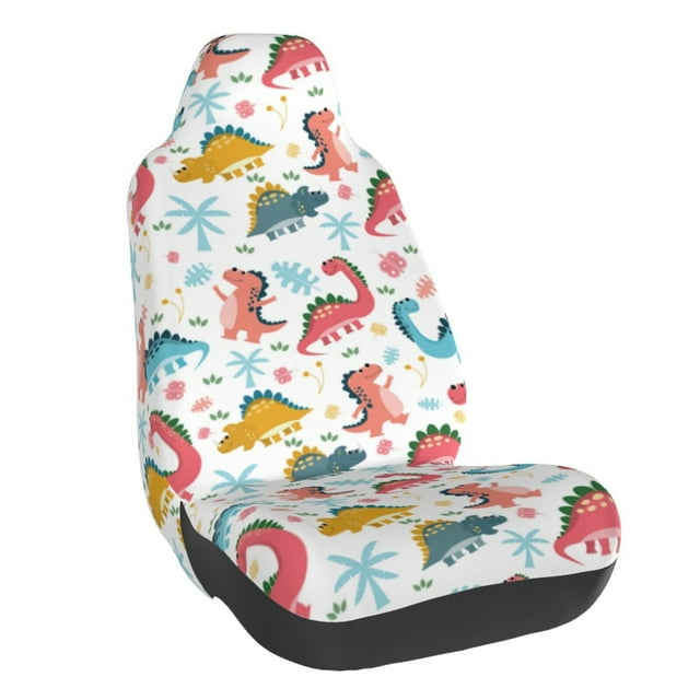 Wukai Dinosaur Full Set Car Seat Covers with Soft Padding Universal Auto Front Seats Protector and Cushion Mat