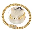 thumbnail image 1 of Collar De Cadena De Perro Dorado Con Diseño De Circonita Cúb, 1 of 8