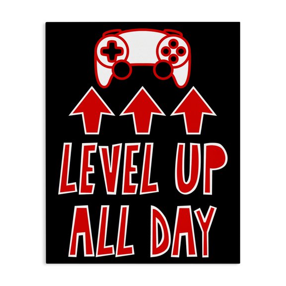 Stupell Industries Contemporary Level Up All Day Gamer Canvas Art, 16 x 20, by Marcus Prime