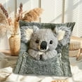 thumbnail image 5 of Christmas Cute Animals Pillow Covers 18x18 Koala 2.5D Decorative Pillows Case Short Plush indoor for Couch Sofa Room Home Decor B, 5 of 6
