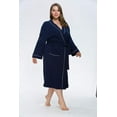 thumbnail image 2 of HEARTNICE Womens Robe, Lightweight 3/4 Sleeve Knit Spa Bathrobe Soft Kimono Long Loungewear,(Navy,XL Plus), 2 of 6