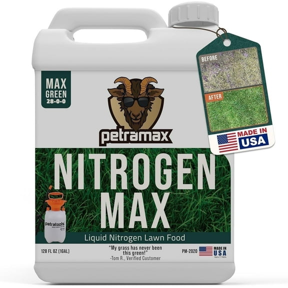 PetraMax Liquid Nitrogen Grass Fertilizer Spray for Lawns and Plants, 1 Gallon