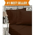 thumbnail image 2 of Elegant Comfort 6-Piece Damask Stripe Bed Sheet Set, 1500 Thread Count Microfiber, Wrinkle-Resistant, Queen, Chocolate Brown, 2 of 4
