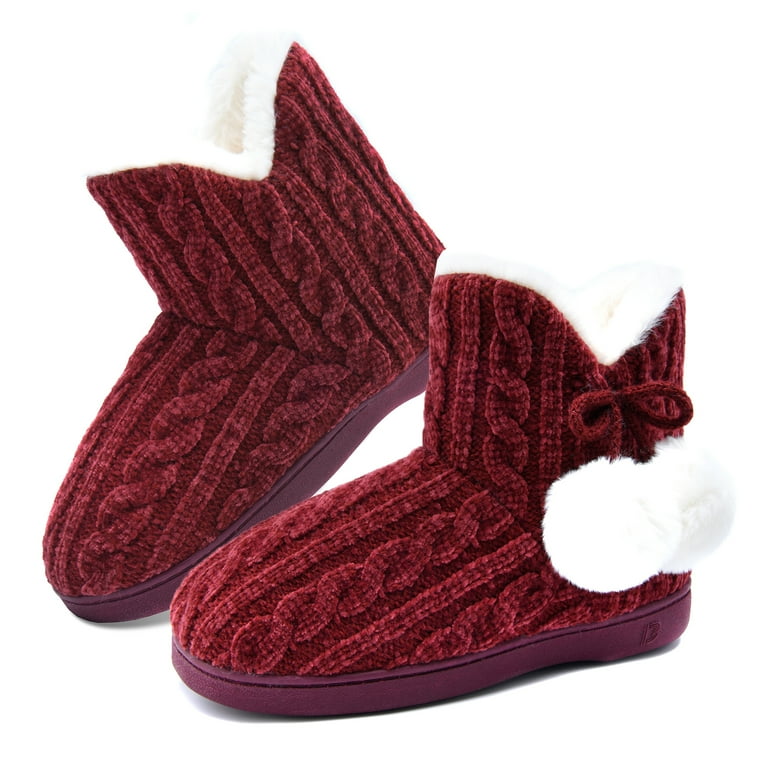 DL Womens Warm House Bootie Slippers Fluffy Cute For Winter