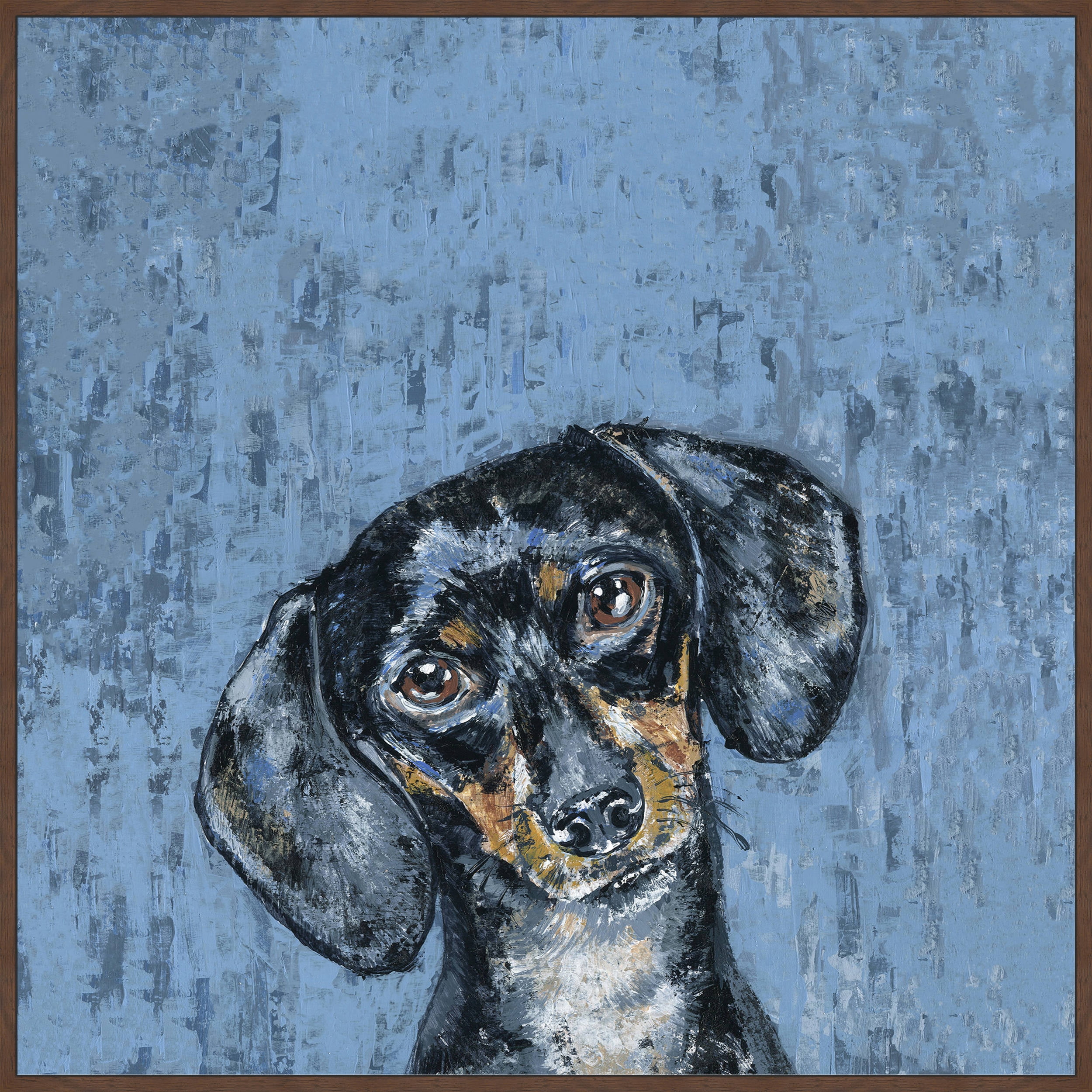 Marmont Hill "Melancholy Dog" Floater Framed Painting Print on Canvas