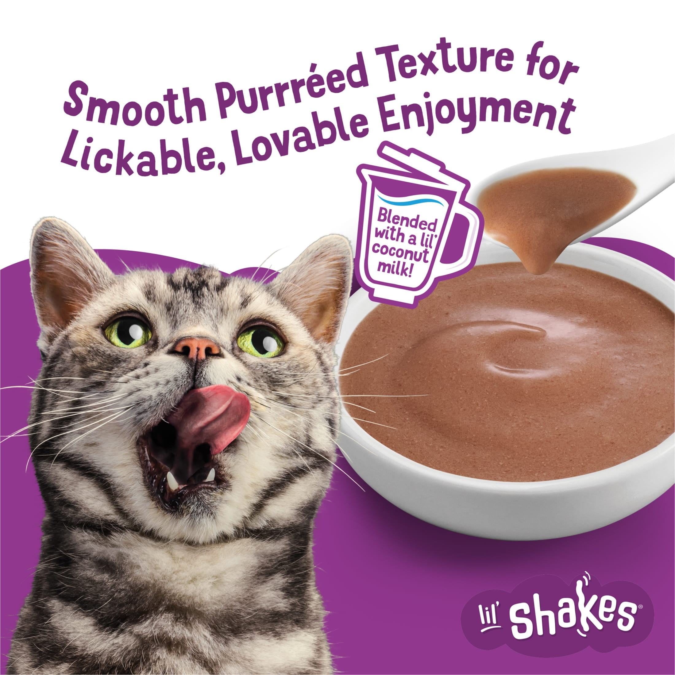 (2 pack) Purina Friskies Pureed Wet Cat Food Toppers, Lil’ Shakes With Tantalizing Tuna Lickable Cat Treats