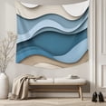 thumbnail image 5 of Blue Beige Ombre Large Tapestry for Bedroom Wall Hanging Tapestry, Geometric Moire Abstract Modern Ceiling Backdrop Tapestries Poster Blanket Wall Decor for Teens Room Living Room Dorm 86" x 104", 5 of 8
