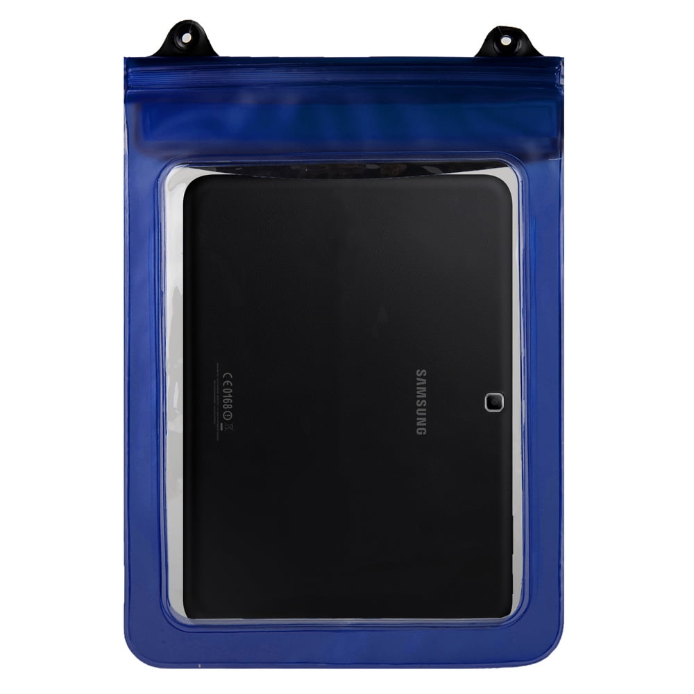 Waterproof Case Tablet Dry Pouch (Blue) w/ Neck Lanyard - Compatible w/ iPad Pro 12.9/11/9.7 Samsung Galaxy Tab S4/Book Microsoft Surface Go, Tablets up to 12.9” Great for Swim Pool Beach Bath Travel
