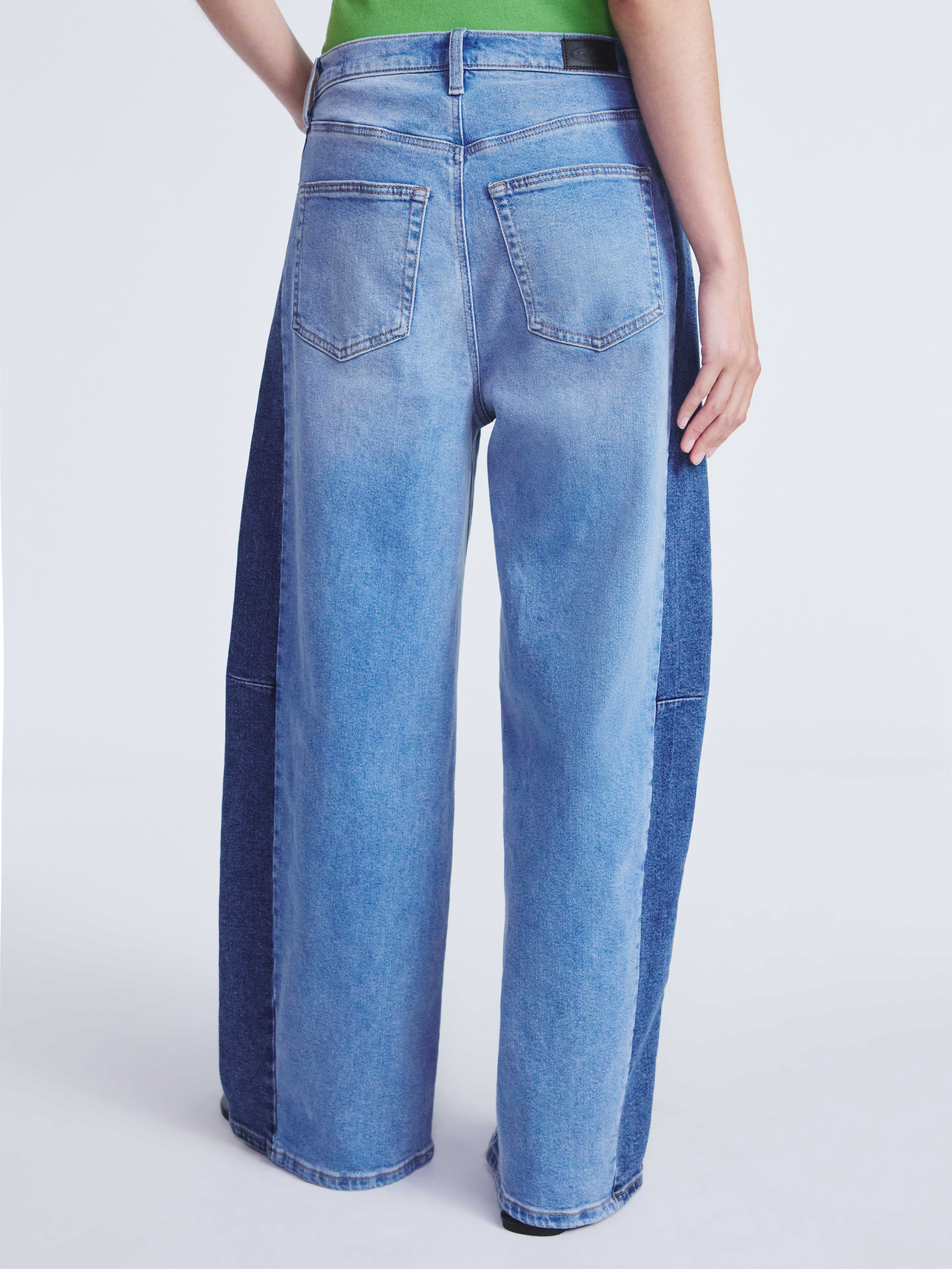 Scoop Women's Two-Tone Baggy Barrel Jeans, Sizes 0-18