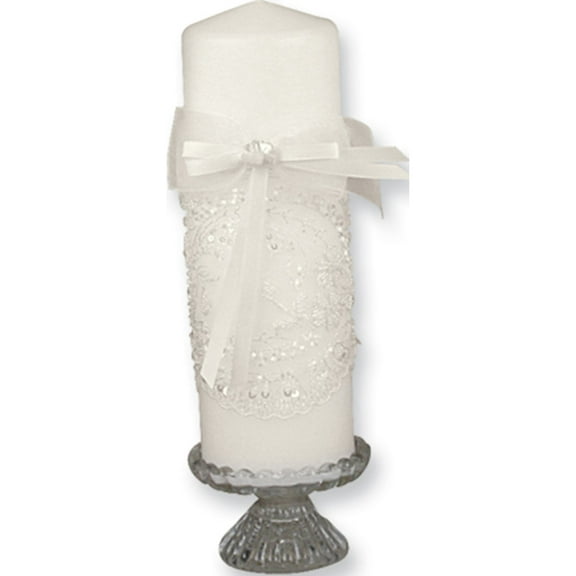 Ivory Victorian Pillar Candle Designer Jewelry by Sweet Pea