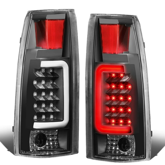DNA Motoring For 88-00 Chevy GMC C/K Pickup 3D LED Tube Tail Light Brake Lamps Pair Black/Clear