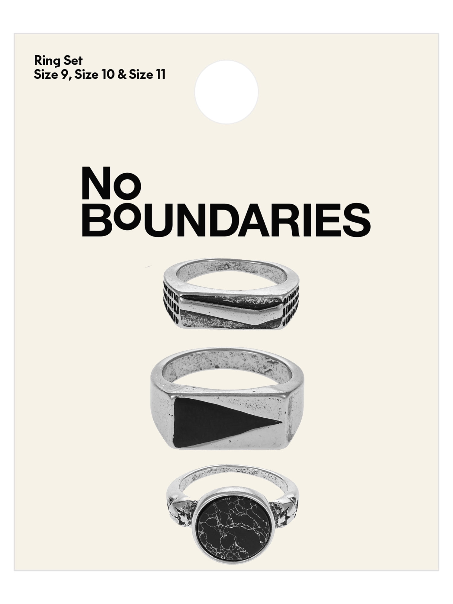 No Boundaries Men's Rings, Silver, 3 Pack