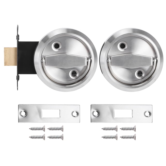 Cerradura De Accesorios Redondos Hardware Hogar Baño Cerradura De Doble Cara 304 Anillo De Acero Inoxidable Manija Cerradura De Puerta Accesorios (Plata (con Cerradura) EOTVIA Plata (con candado)