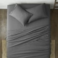 thumbnail image 3 of Noble Linens 4 Piece Gray Checkered Embossed Bed Sheet Set, CalKing, 3 of 11