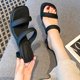 thumbnail image 4 of Sandalias de tacón grueso con dos correas y puntera abierta zapatos de vestir de moda para mujer, 4 of 9