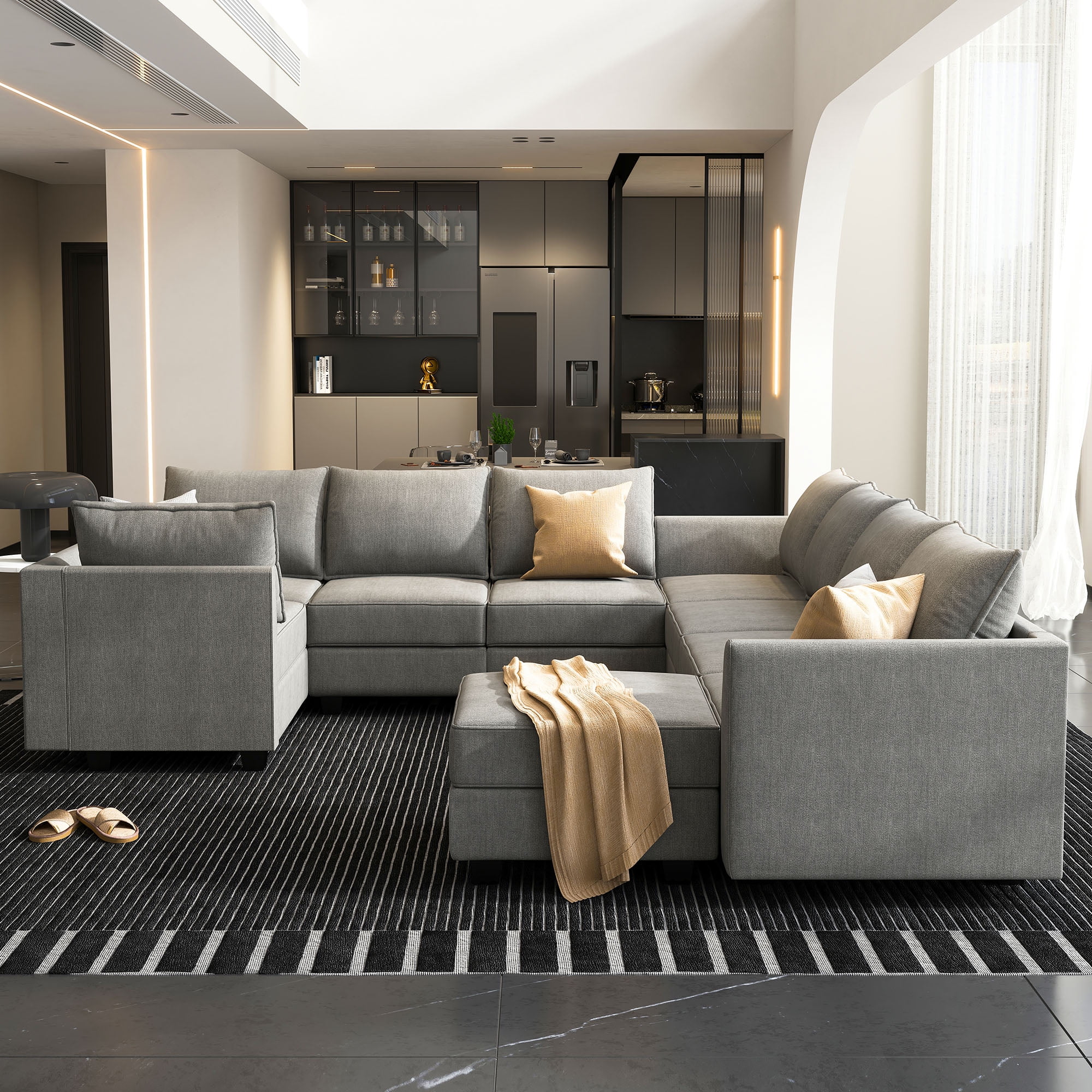 Buy HONBAY Modular Sectional Sofa Couch with Convertible Chaise, U ...