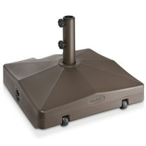 64lb Capacity Fillable Mobile Umbrella Base Stand 2 Wheels and Handle - Brown