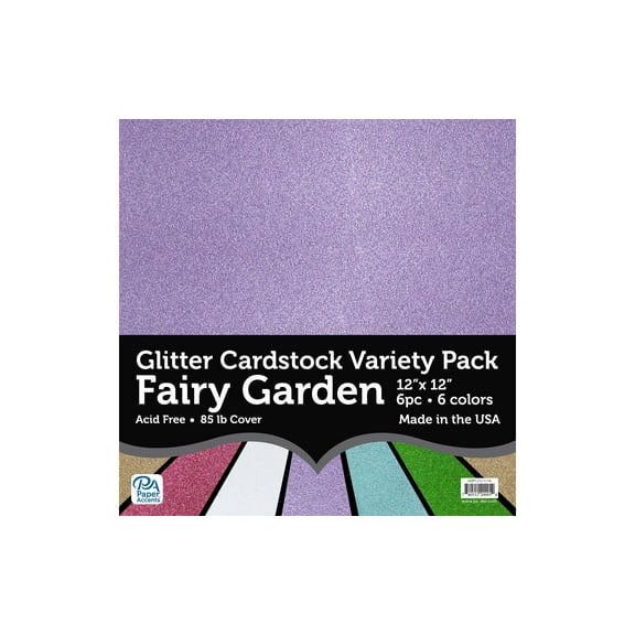 Paper Accents Cardstock Variety Pack Glitter 12"x 12" Fairy Garden 6pc