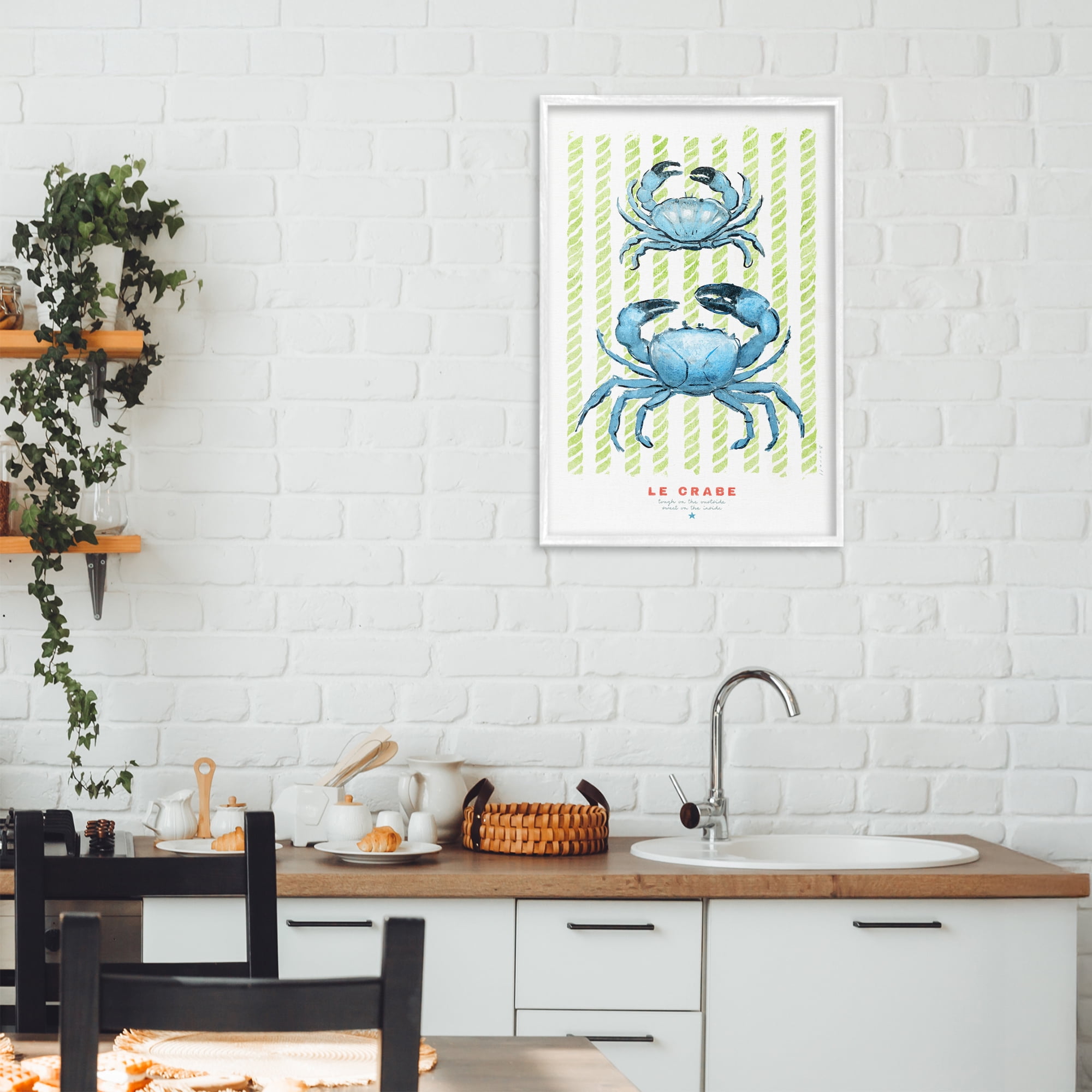 Stupell Industries Modern Bistro Crabs White Framed Giclee Art, design by Chad Barrett