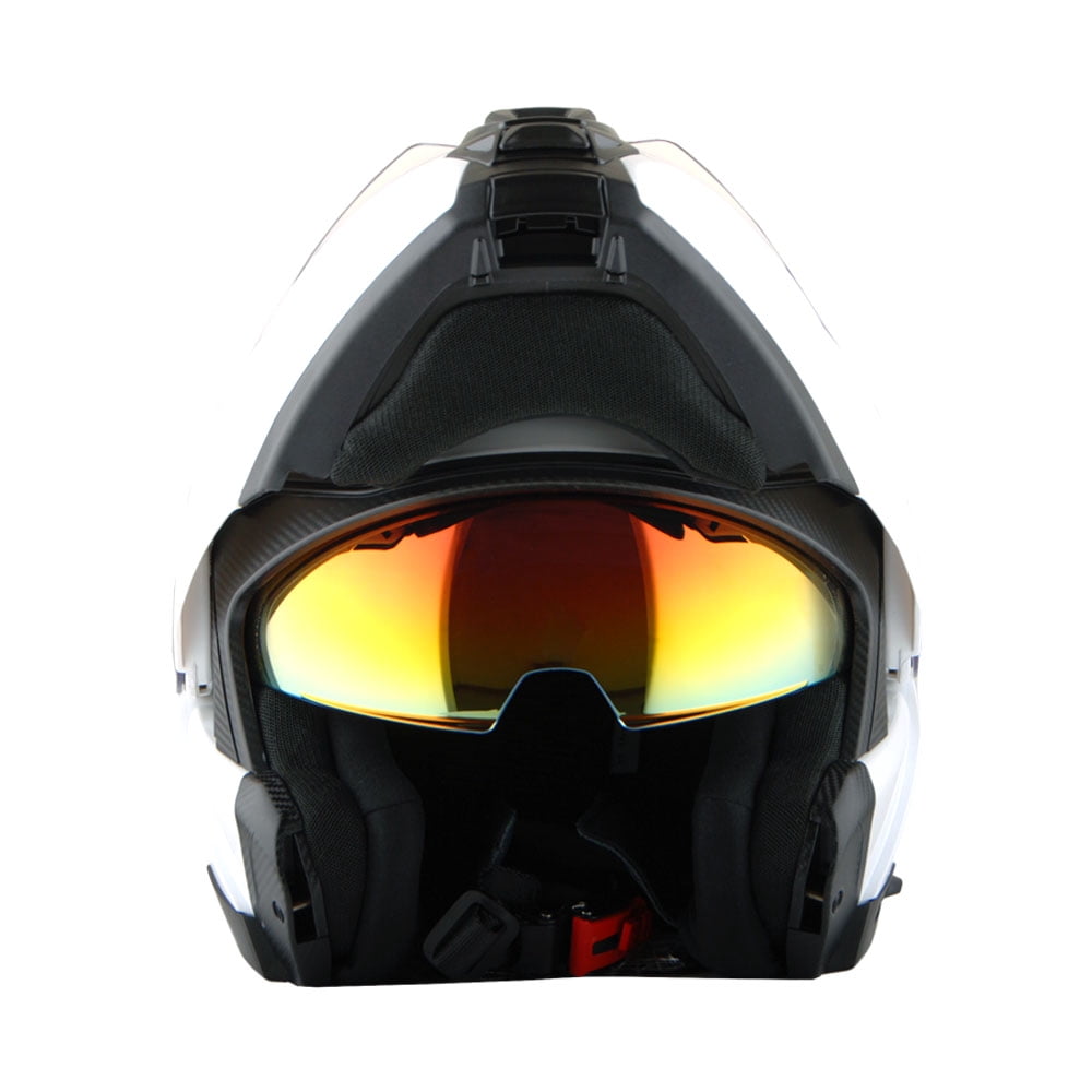 Martian Motorcycle Modular Full Face Helmet Flip up Dual Visor Sun Shield: HG362 Glossy White