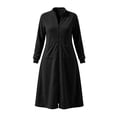 thumbnail image 4 of Qingpeng Womens Zip Up Long Robe Mock Neck Full Zip Sleepwear with Front Pockets Solid Color Warm Winter Lounge Gown, 4 of 6