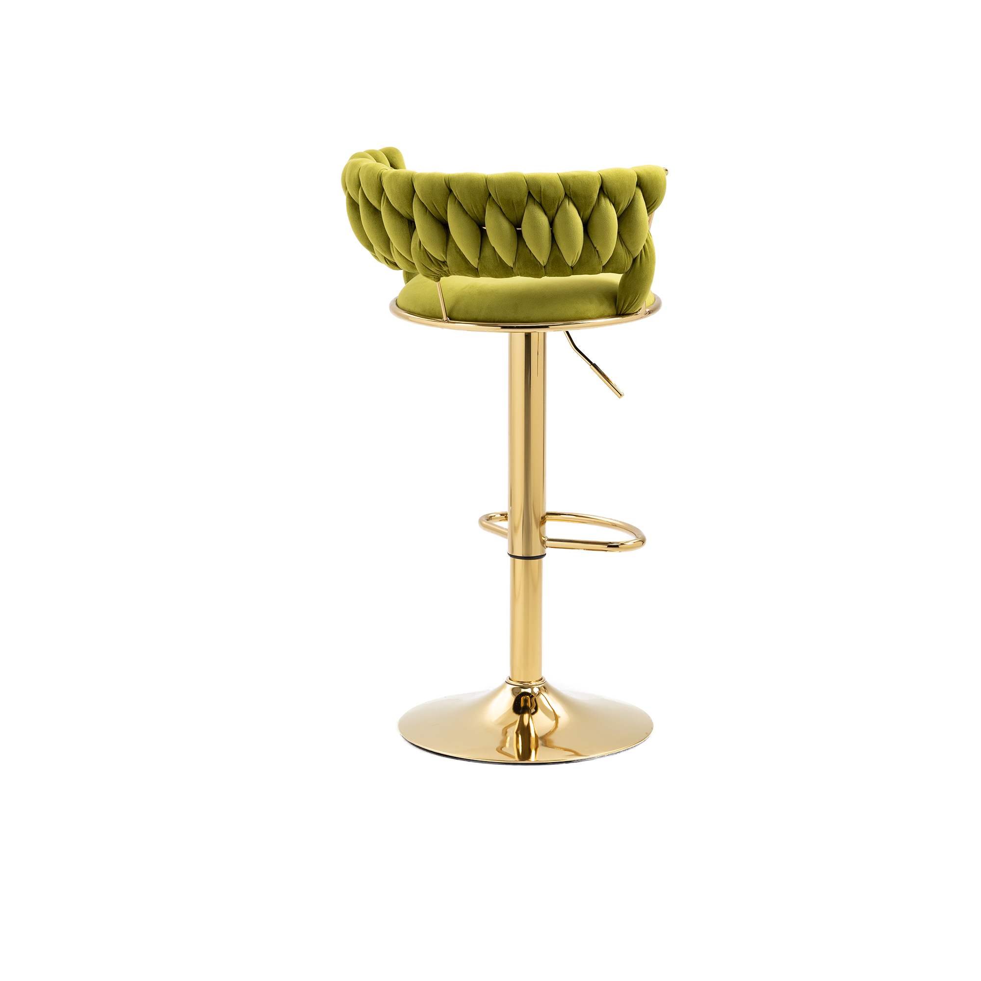 MOONMISS Velvet Swivel Bar Stools Set of 2, Adjustable Counter Height Bar Stool with Woven Back, Upholstered Kitchen Dining Chairs, Modern Barstools for Kitchen Island, Cafe, Pub, Bar Counter(Green)