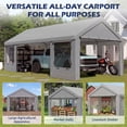 thumbnail image 4 of Mellcom 12' x 24' Carport, Heavy Duty Portable Garage with Side Doors and Removable Sidewalls, All-Season Car Port for Car,SUV,Truck,Gray, 4 of 7