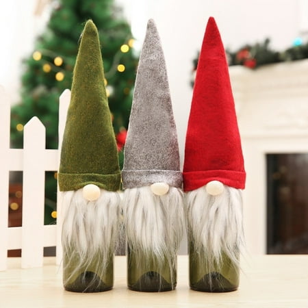 

Christmas Wine Bottle Covers Holiday Wine Bottle Cloth Cover for Christmas Party Decorations(Gray)