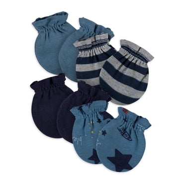 Gerber Baby Boy 4-Pack Blue Bear Organic Mittens – 0-3 Months