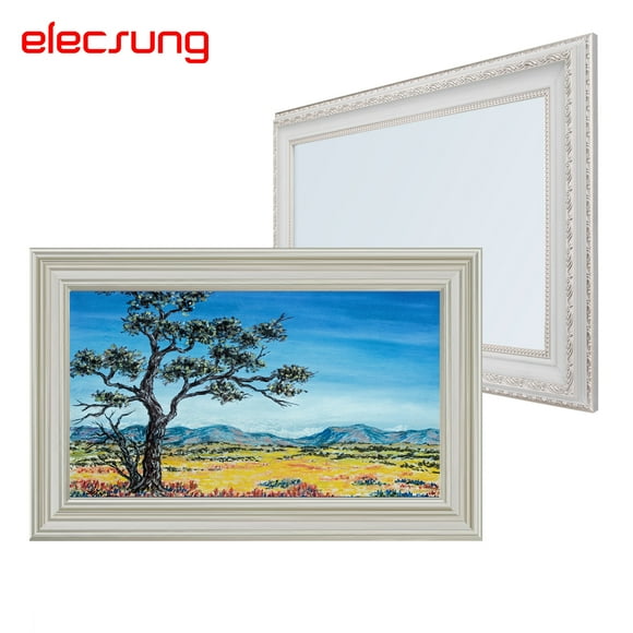 Elecsung 22 inches Smart webOS Mirror with White Color Decor Frame for Bathroom Fireplace Advertising DTV System Built-in WiFi Alexa