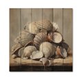 thumbnail image 3 of Designart "Grey Clam Coastal euphony I" Animals Print on Natural Pine Wood, 3 of 5