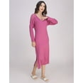thumbnail image 3 of Moomaya Women's Long Nightdress - Elegant V-Neck Maxi Nightgown With Lace Detailing & Side Slit, 3 of 8