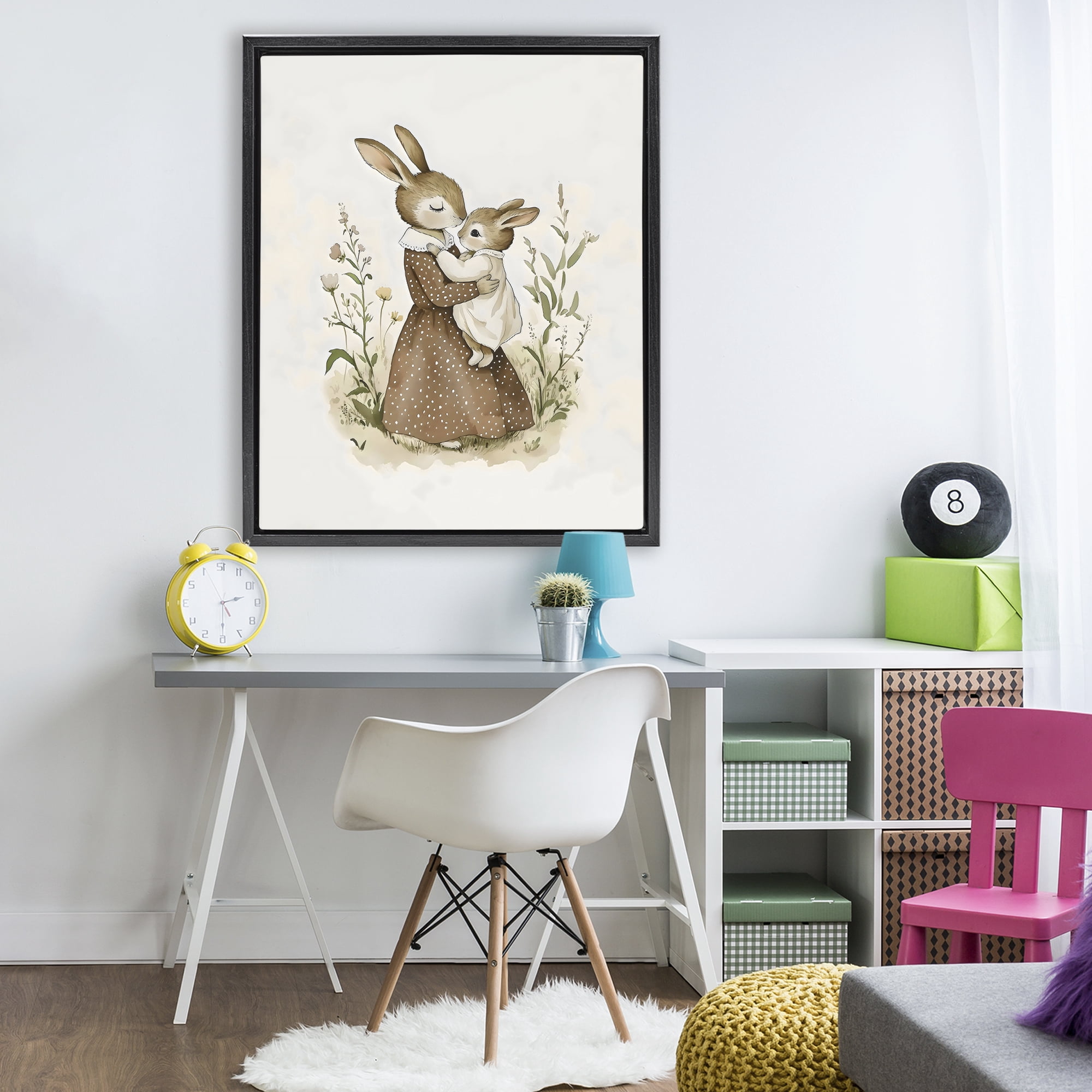 Stupell Industries A Mother's Love Rabbits Black Framed Floater Canvas Wall Art, design by Arlington Prints