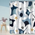 thumbnail image 3 of Kid Cute Shower Curtain, Blue Cartoon Manta Ray Starfish Printing Summer Bathroom Curtain Home Decor Waterproof Fabric Machine Washable with 12 Hooks, 3 of 6