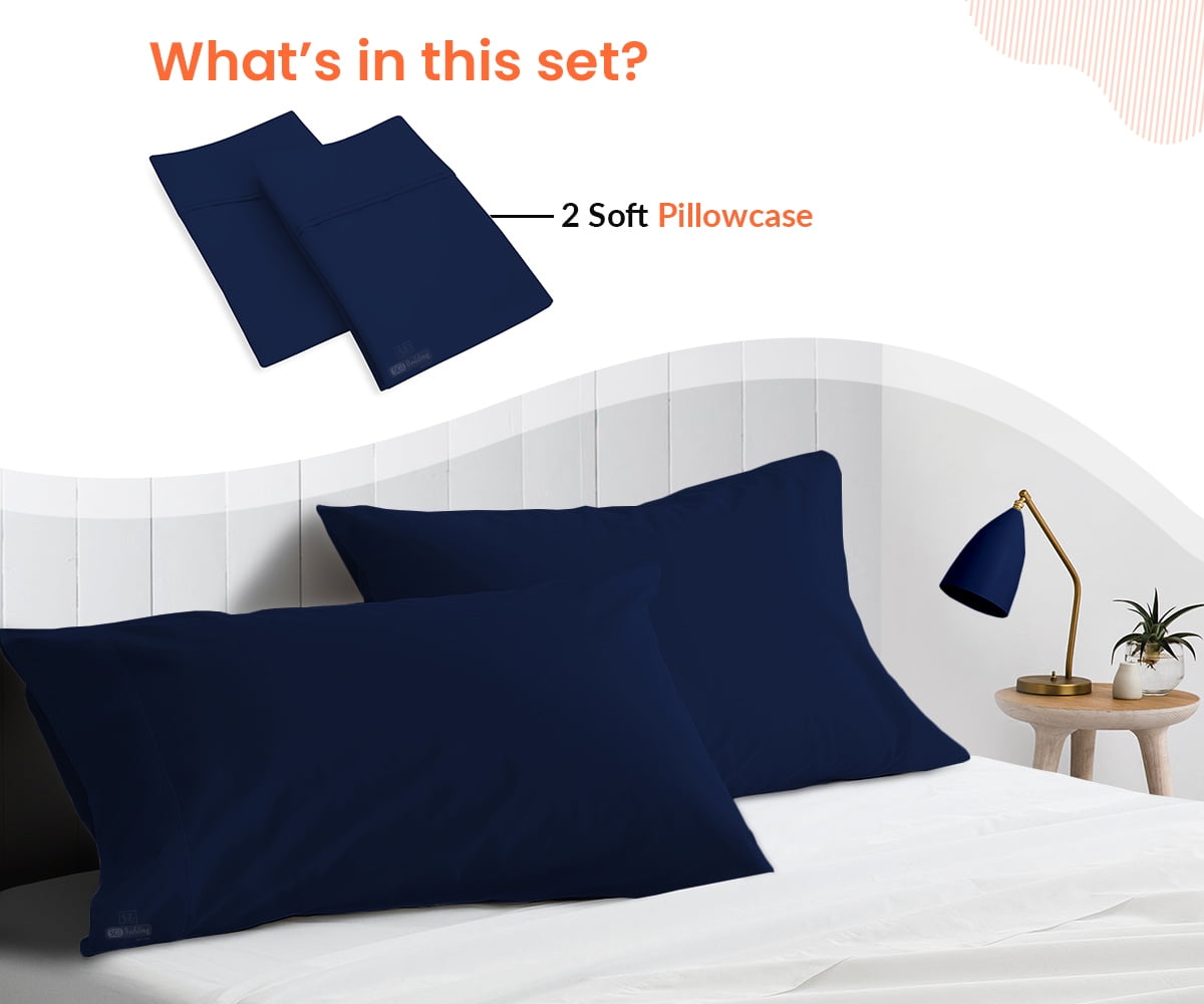 SGI King Size Pillow Case Cotton 1000 TC Pillow Cover Navy Blue Solid