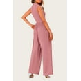 thumbnail image 6 of PRETTYGARDEN Womens Summer Jumpsuits Dressy Casual One Piece Outfits Sleeveless Mock Neck Wide Leg Pants Rompers with Pockets, 6 of 8