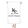 thumbnail image 1 of Caution Slippery Black Symbol Hand Towel Bath Facecloth Soft Cotton Washcloth, 1 of 4