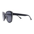 thumbnail image 3 of Womens Luxury Rhinestone Edge Large Cat Eye Sunglasses All Black, 3 of 4
