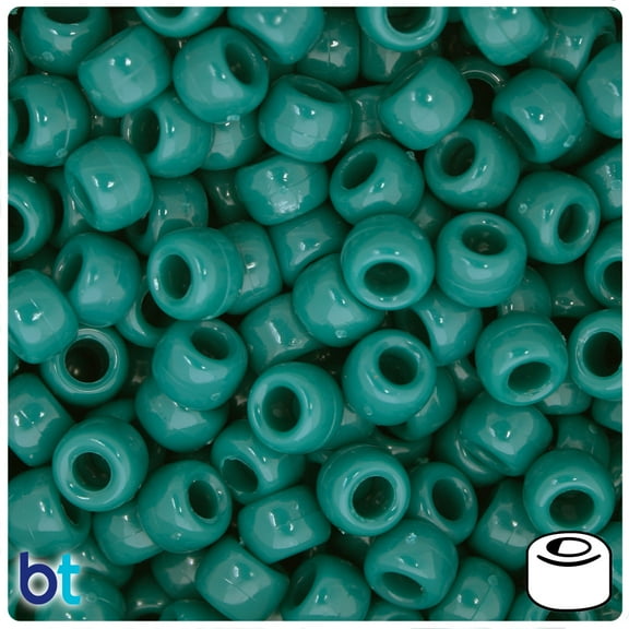 BeadTin Dark Teal Opaque 9mm Barrel Pony Beads (500pc)
