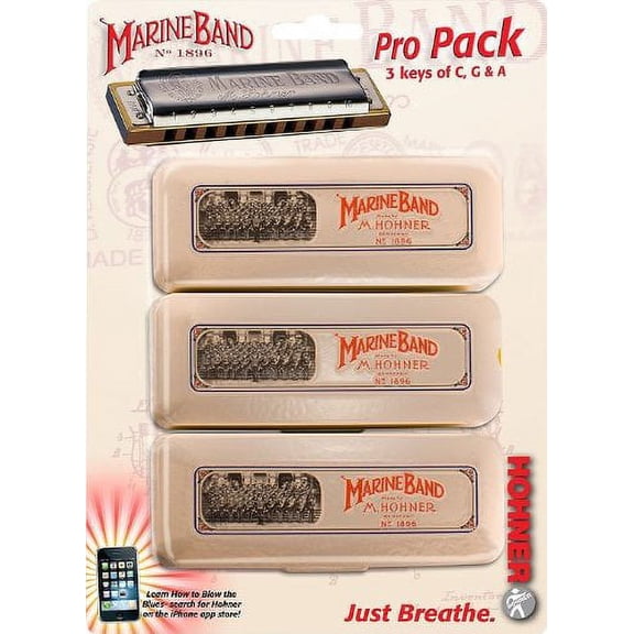 Hohner Marine Band 1896 Pro Harmonica - 3-Pack - Keys C, G and A