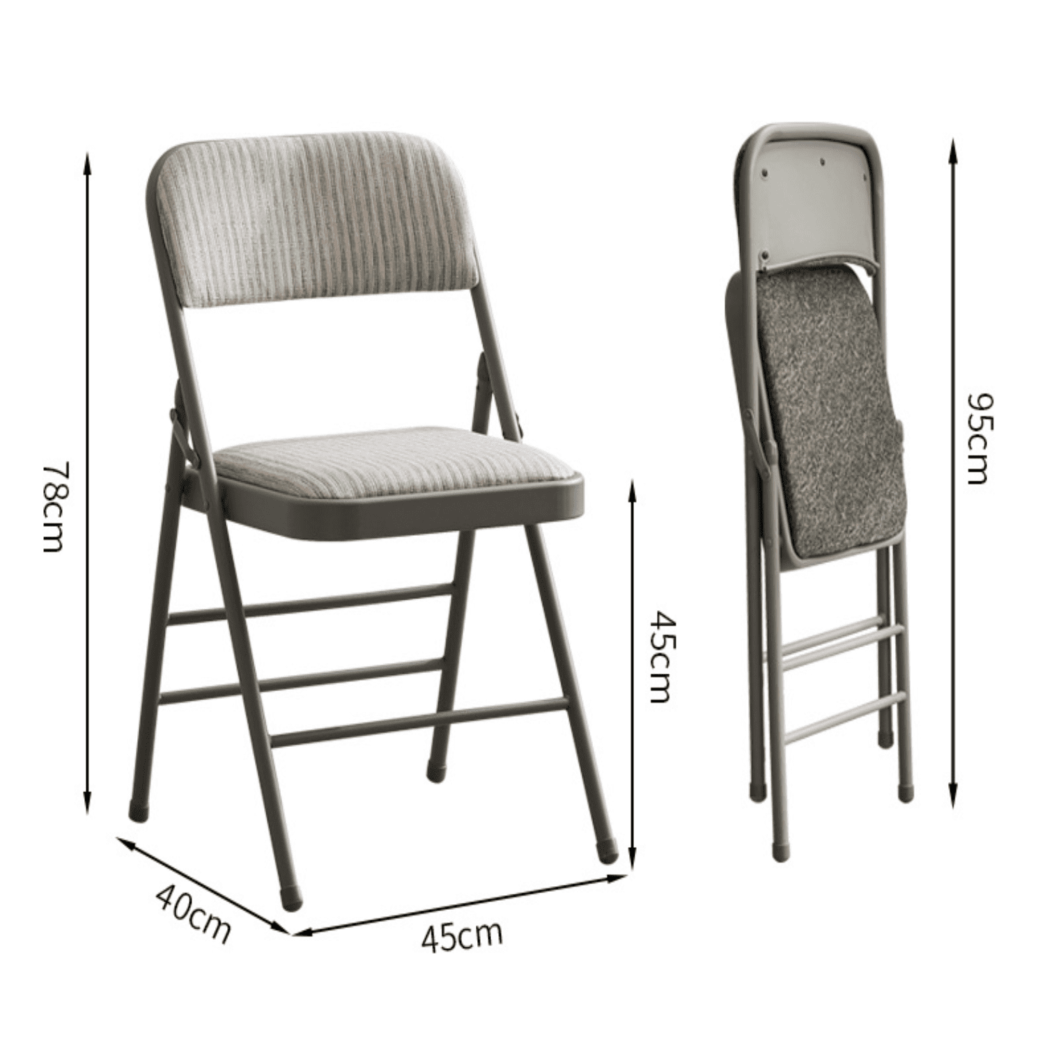 VTOY 2-Pack Folding Chairs with Padded Cushion and Back Metal Foldable Chairs with Cushion for Home and Office, for Indoor and Outdoor Events-White