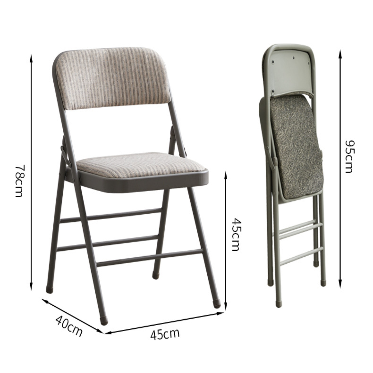 Vtoy Folding Chairs Set of 2 with Padded Cushion, Gray photo 6