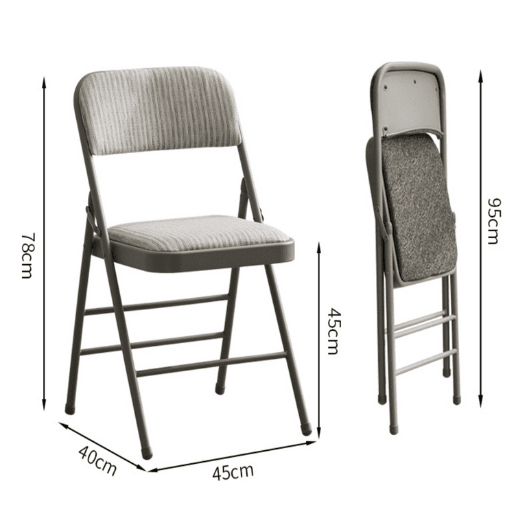 VTOY 2-Pack Gray Padded Folding Chairs, Portable Metal