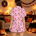 thumbnail image 2 of RMGVDSD Pajama Sets for Women 2 Piece Halloween Ghost Pumpkin Print Pajamas Short Sleeve Top and Shorts Cozy Loungewear Outfit for Holiday Party, 2 of 6