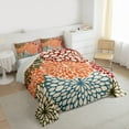 thumbnail image 3 of Homewish Colorful Dahlia Floral Full Size Comforter Sets,Vintage Boho Flower Bedding Comforter Set,Orange Red Blue Bedding Sets For Adults,Super Cozy Room Decor Reversible,3pcs, 3 of 8