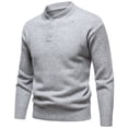 thumbnail image 2 of Mens Base Sweaters Buttons Fitted Plain Pullover Long Sleeve Fall Winter Tops Soft Cotton Knitwear Clothes for Men (2XL, Gray), 2 of 6