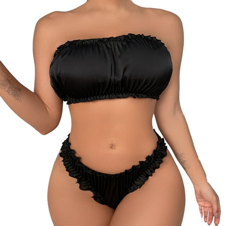 

Pimfylm Off The Shoulder Bodysuit For Women Women Garter Lingerie Set Lace Bra and Panty Set with Garter Blet Bralette Set Black XX-Large