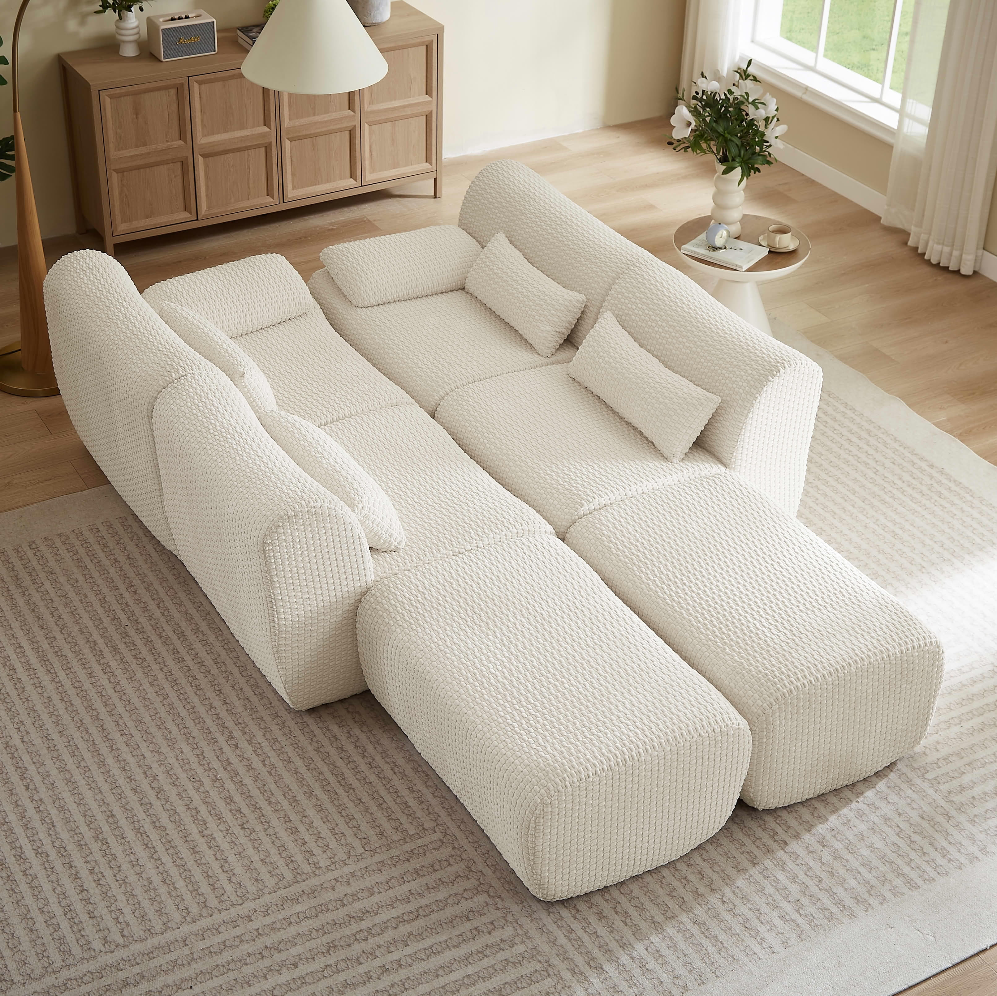 MAYEERTY Oversized Corduroy Cloud Sectional Sofa, Modular U-Shape, Minimalist for Living Room，No Assembly