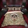 thumbnail image 1 of Housse de Lit Tête de Mort Macabre, Couette Ou Édredon, Ensemble de Literie Goth, Chambre Beige, 1 of 7