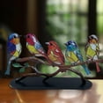 thumbnail image 2 of Stained Metal 5 Birds On Branch Desktop Ornaments, Metal Flat Double Sided Colorful Birds Tabletop Decorations, Multicolor Hummingbird Craft Statue Bird Figurines Gifts for Bird Lovers, 2 of 8